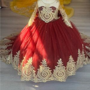 Stylish burgundy and gold dress